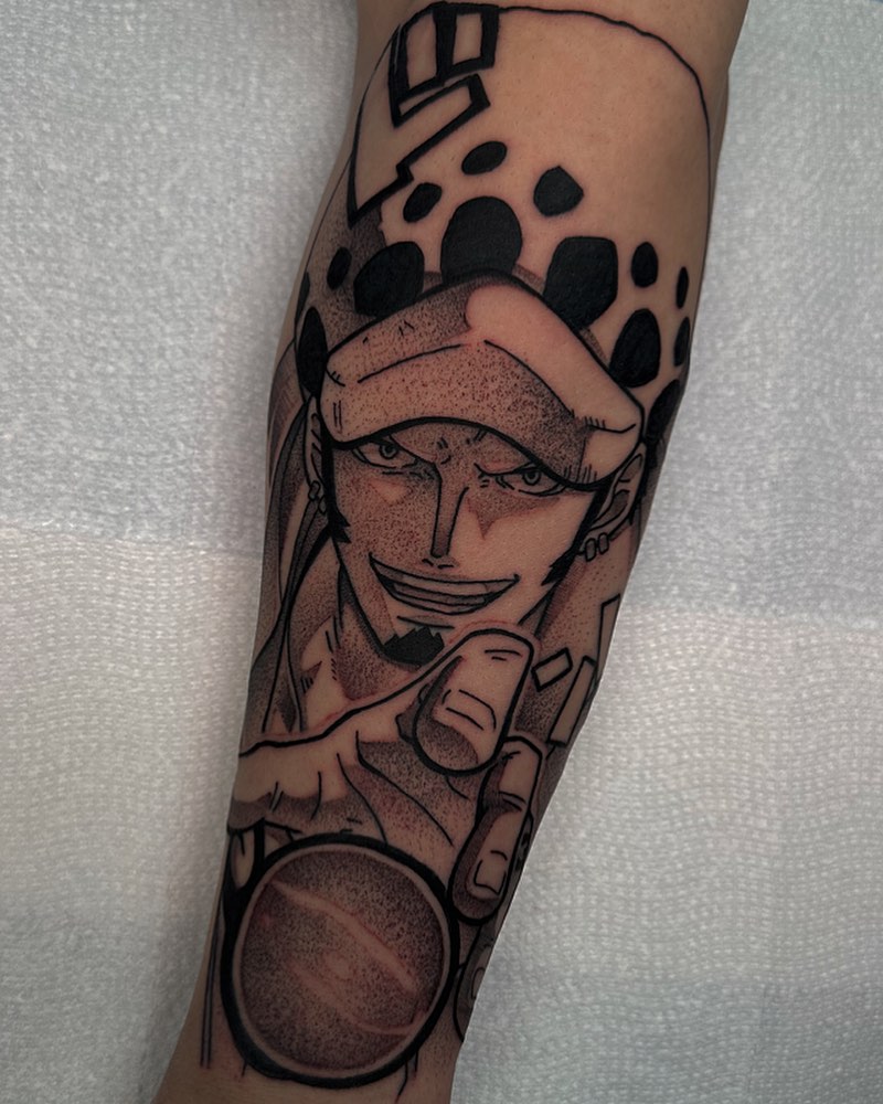 Tattoo by @zack.simpson__ — dotwork, anime