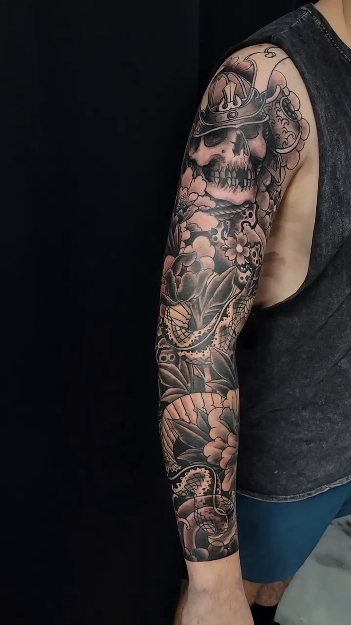 Tattoo by @mrjamesvaughn — japanese_irezumi, black_and_grey