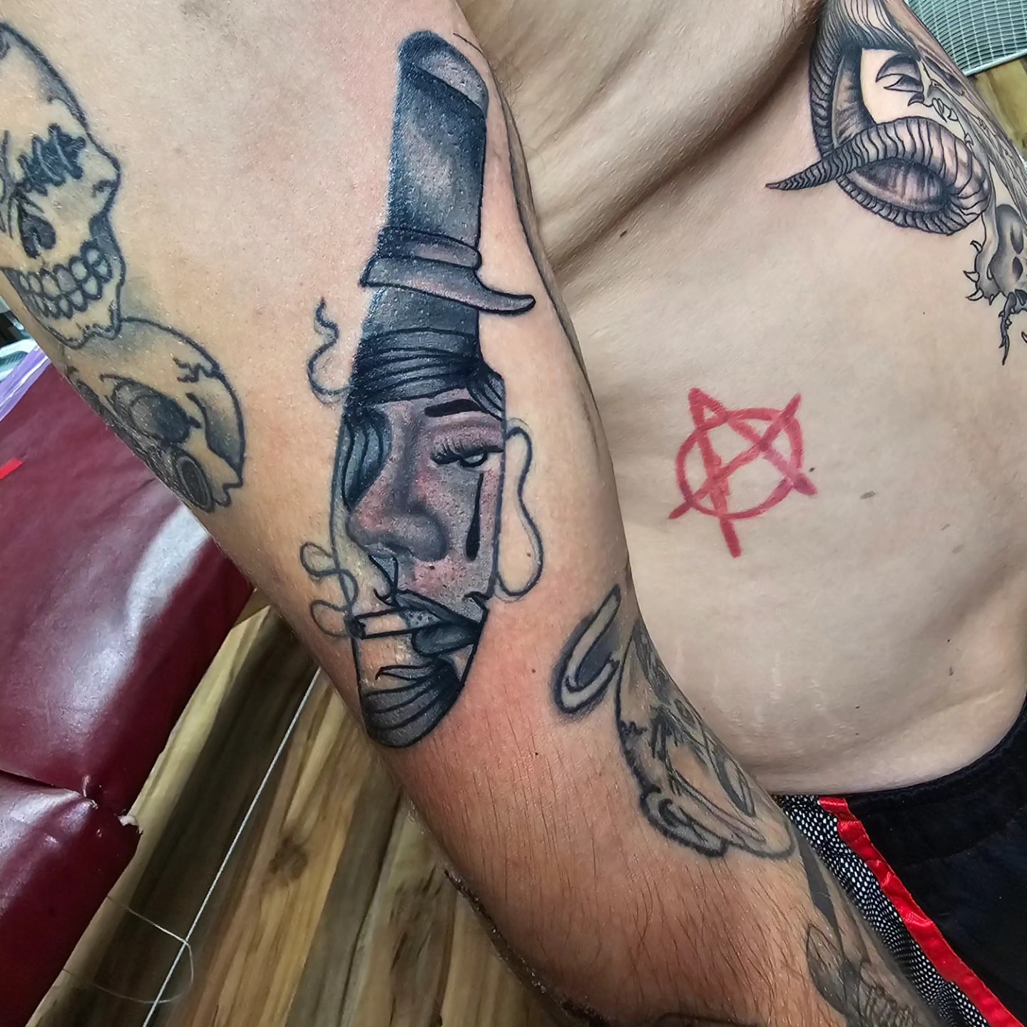Tattoo by @haileysharpstabs — american_traditional, black_and_grey