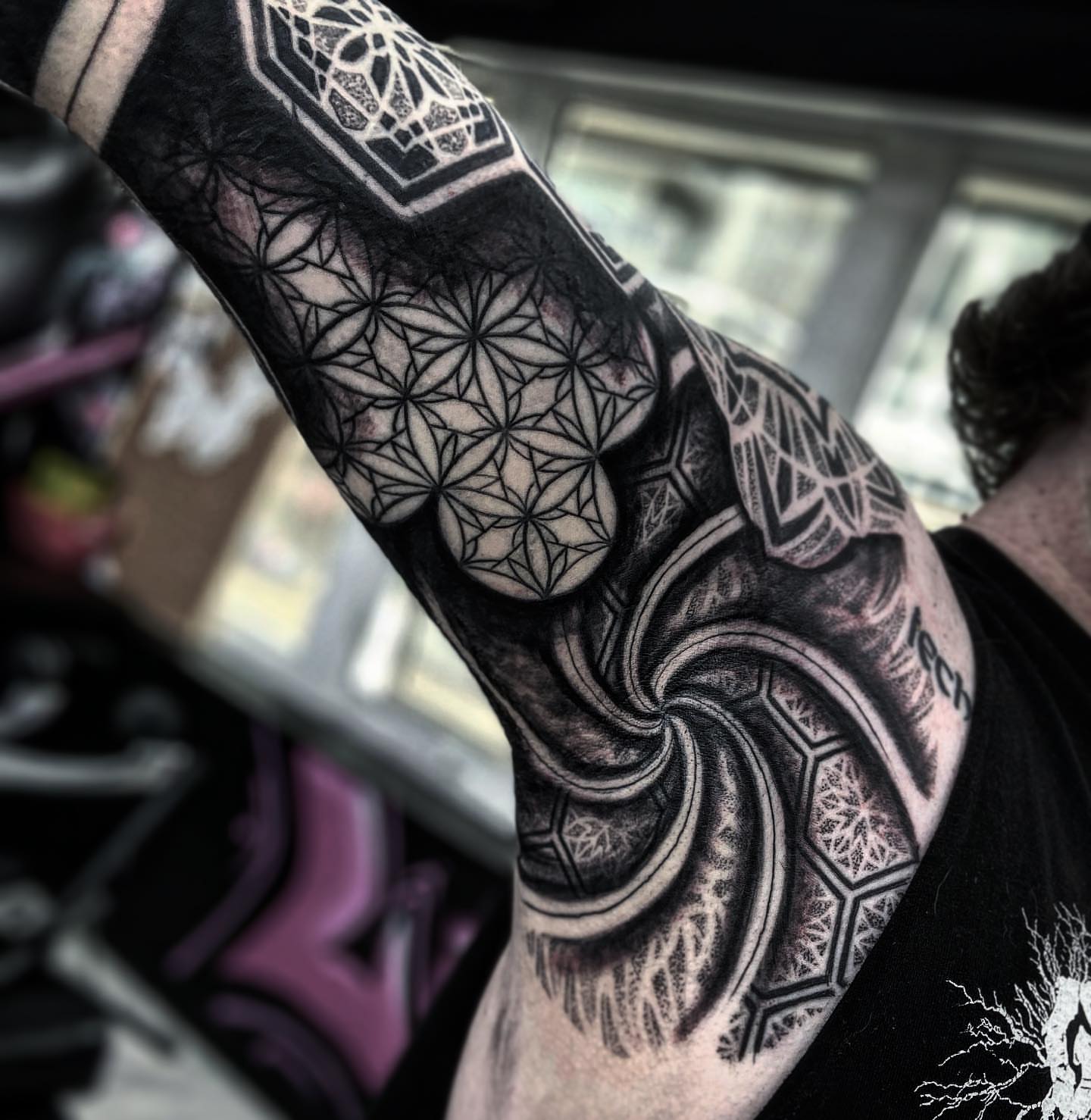 Tattoo by @mastercrae — black_and_grey, geometric