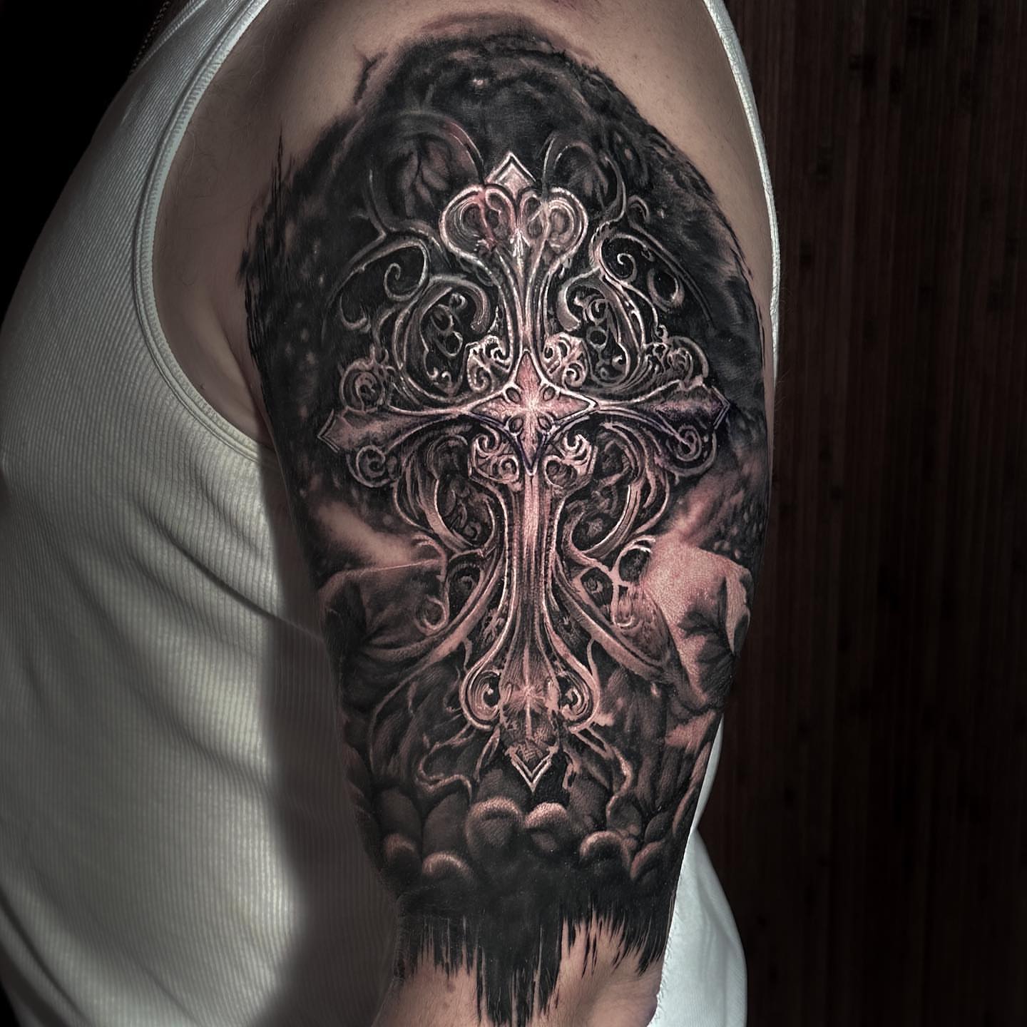 Tattoo by @mike.fd.tattoos — black_and_grey, ornamental