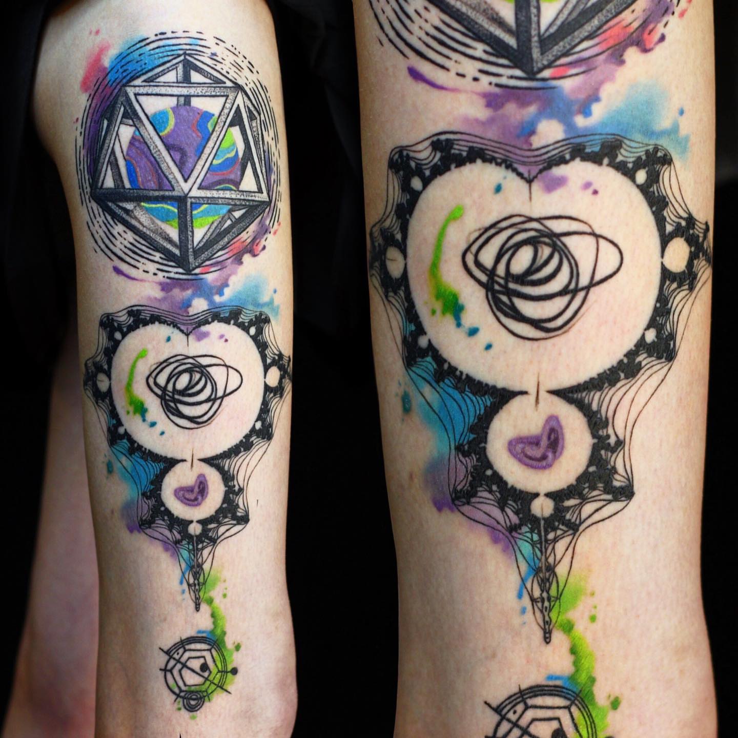 Tattoo by @mattynox — geometric, watercolor