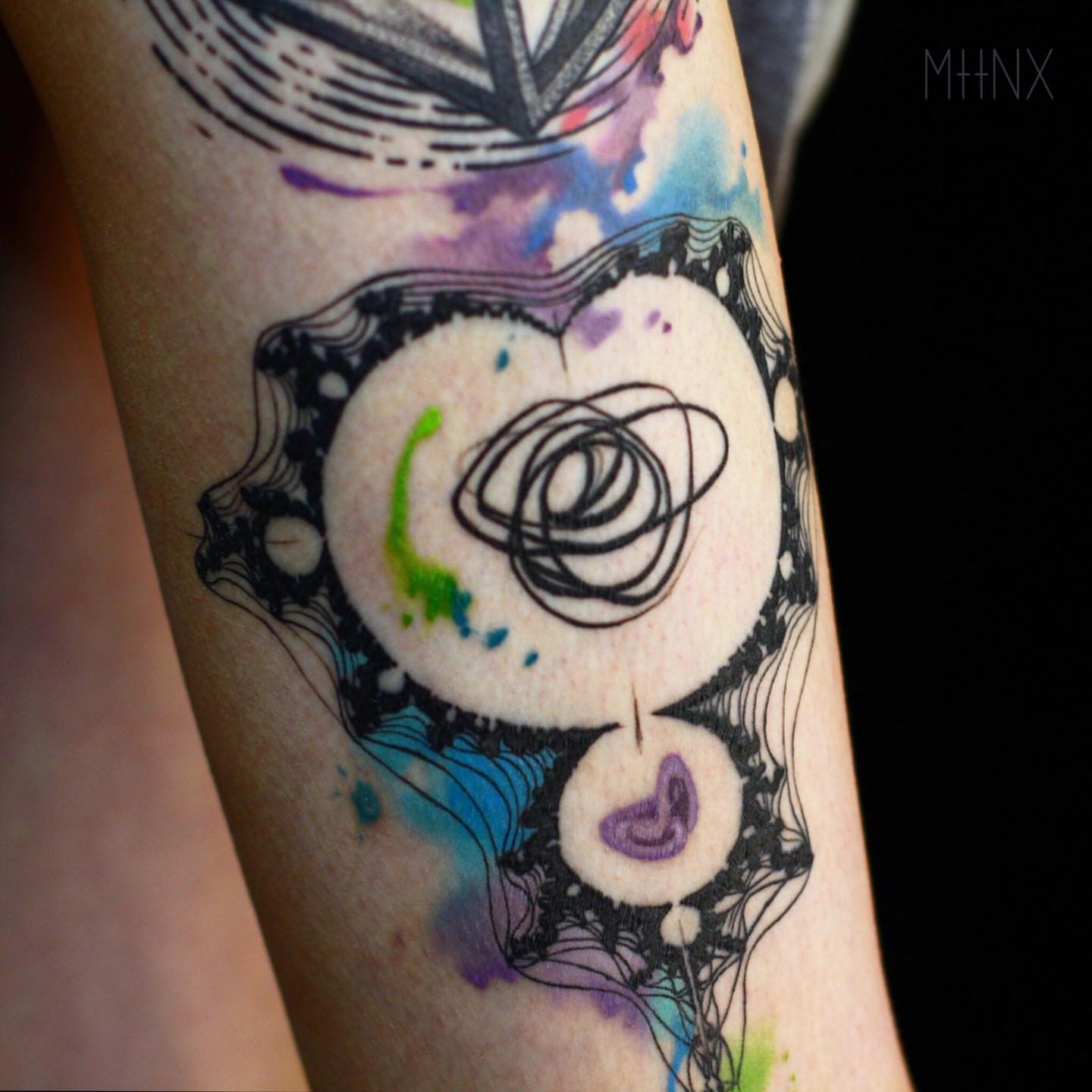 Tattoo by @mattynox — geometric, watercolor
