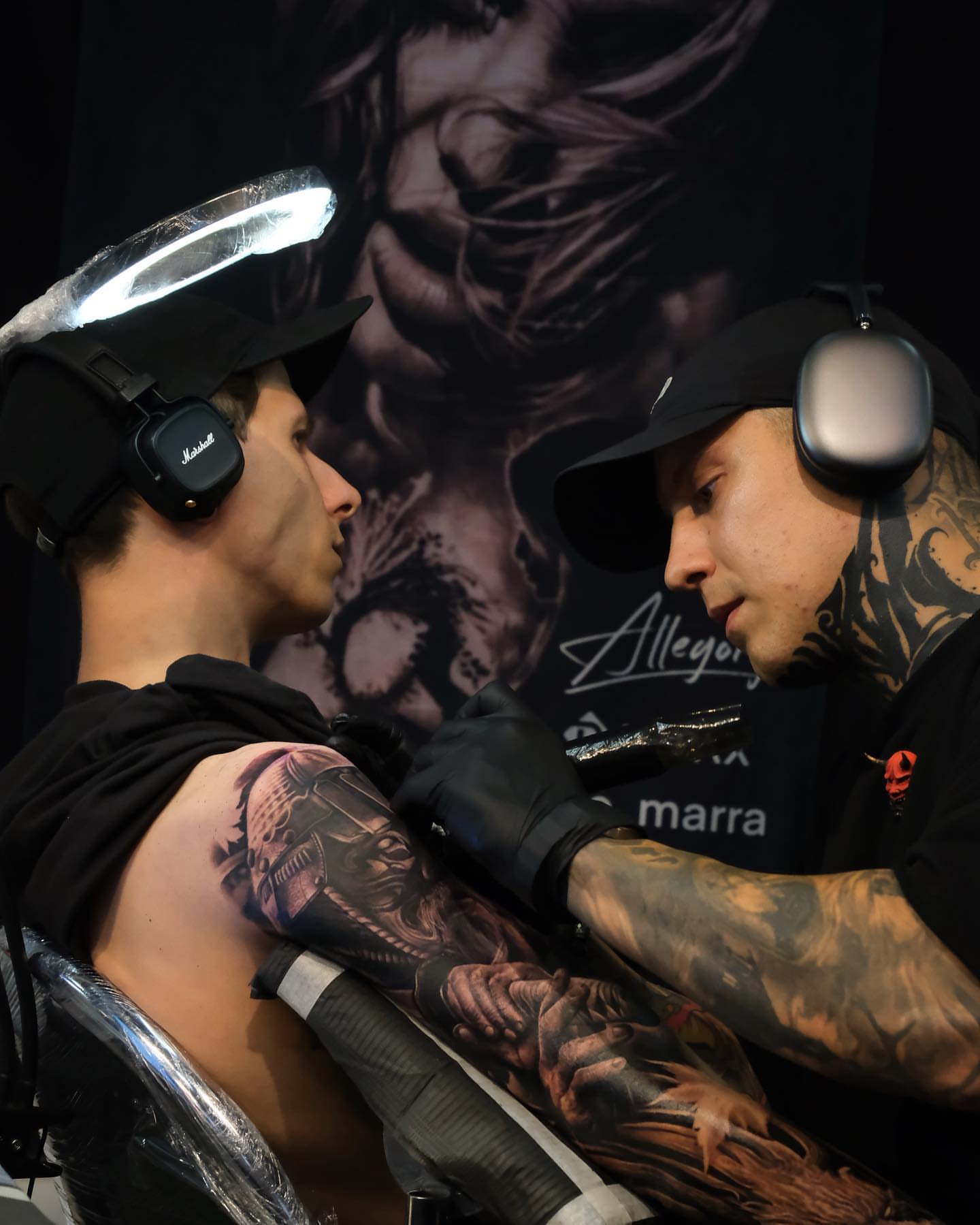 Cyborg American traditional tattoo on the shoulder by Anton Martiushev