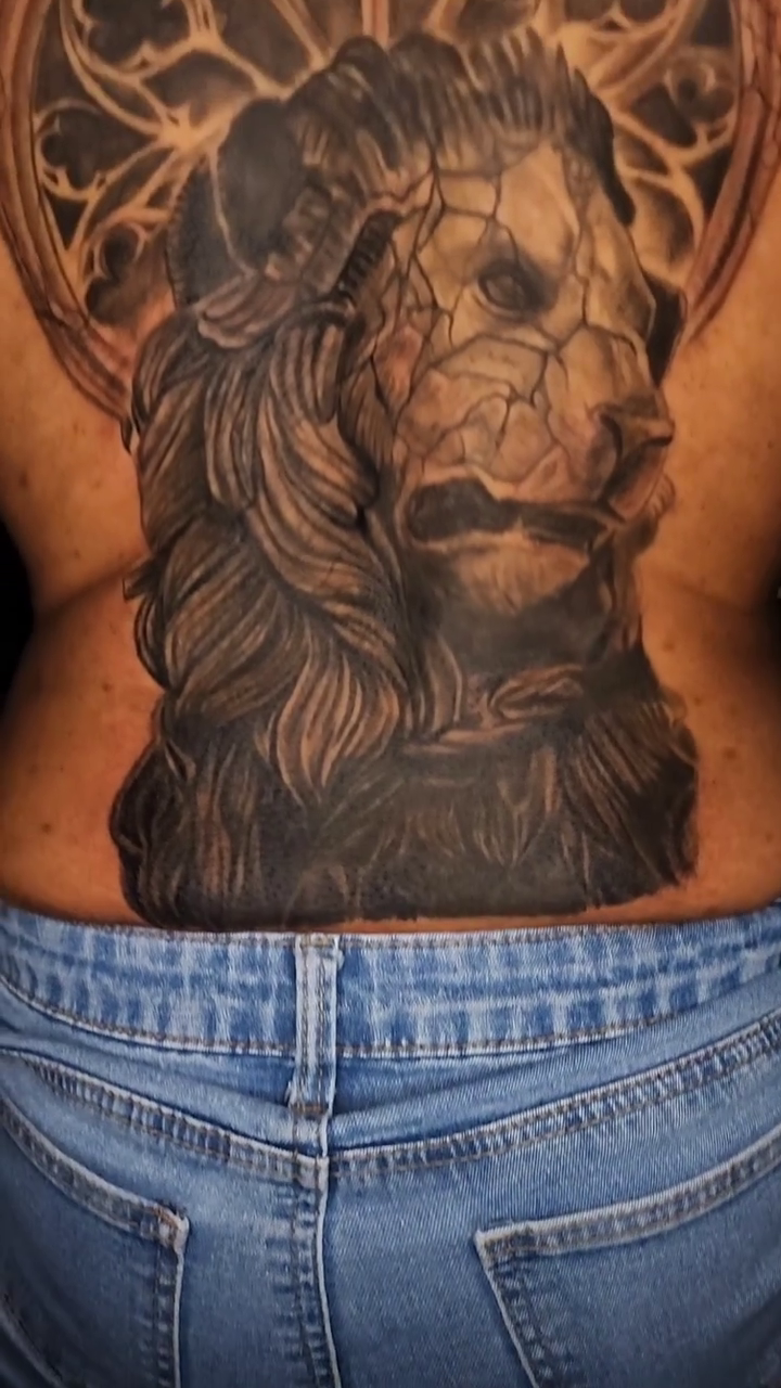 Tattoo by @antmantattoos — dark_realism, black_and_grey