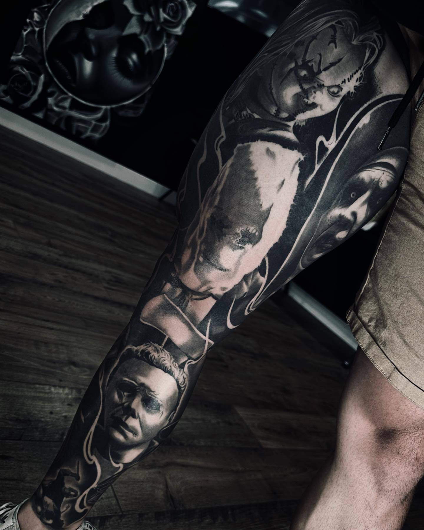 Portrait realism tattoo on the forearm by DH Tattooing