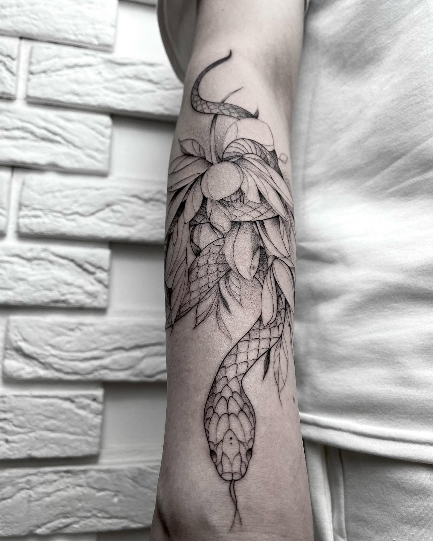 Tattoo by @tattoo__garden β dotwork, realism
