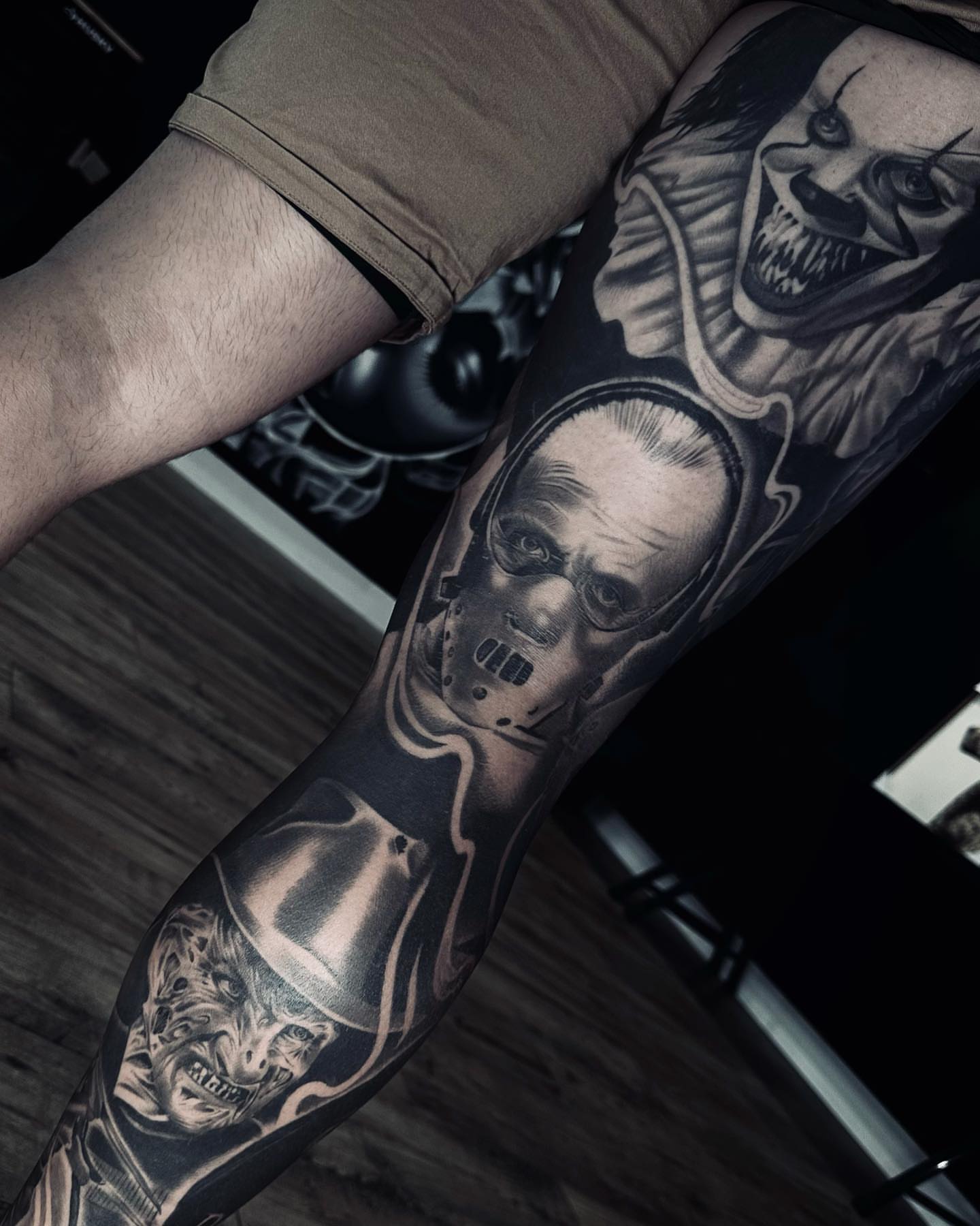 Horror characters realism tattoo on the forearm by DH Tattooing