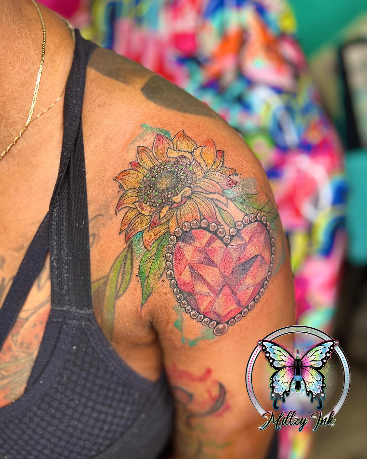 Tattoo by @millzyink — geometric, watercolor
