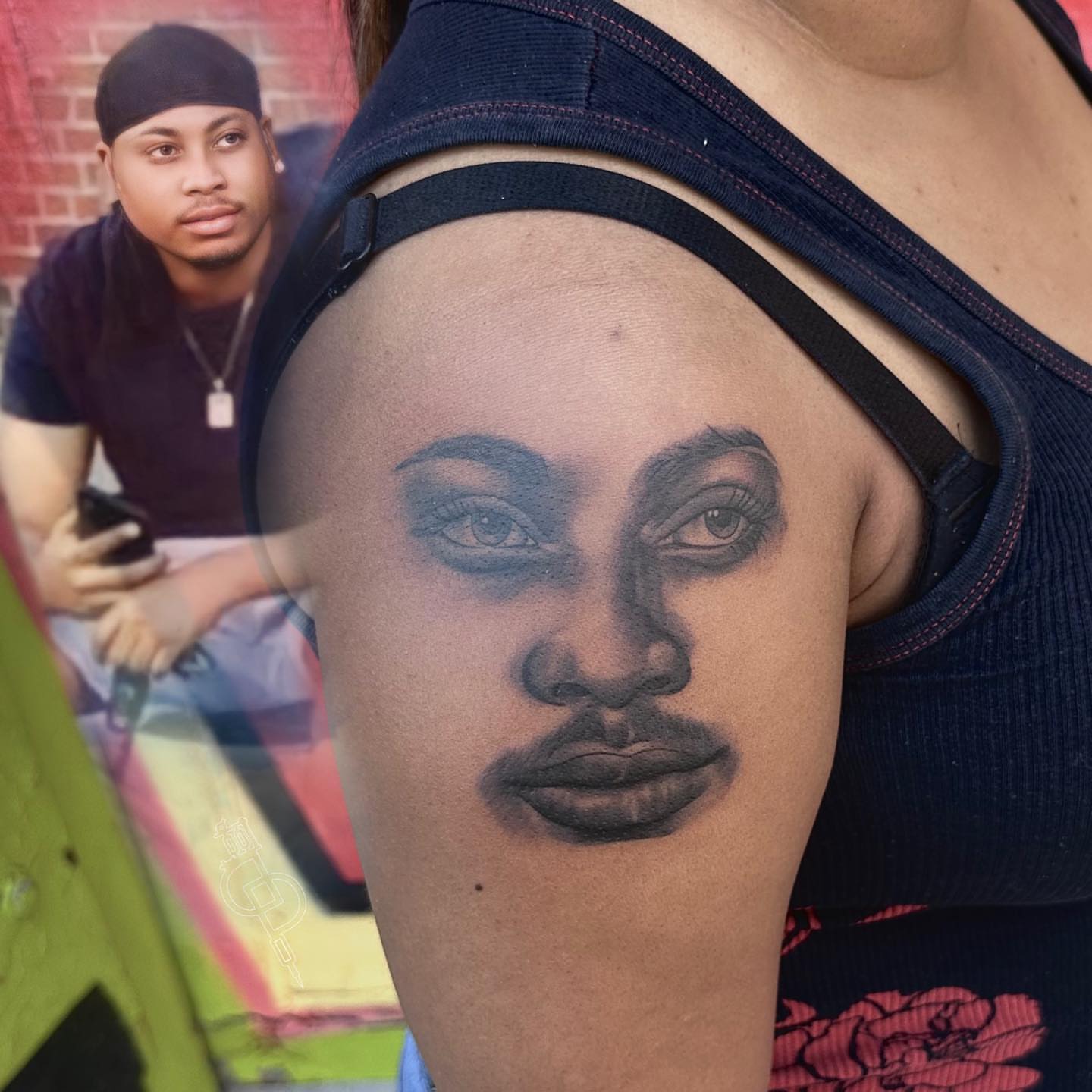 Face realism tattoo on the shoulder by DJ 👨🏾‍🎨