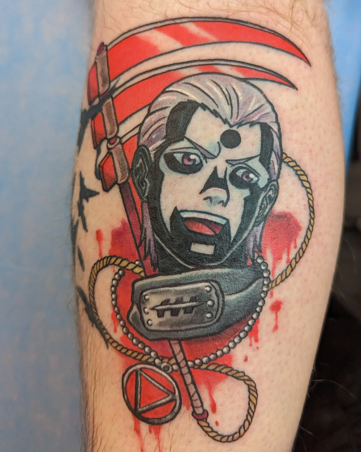 Tattoo by @harley_makes_tattoos — anime, dotwork