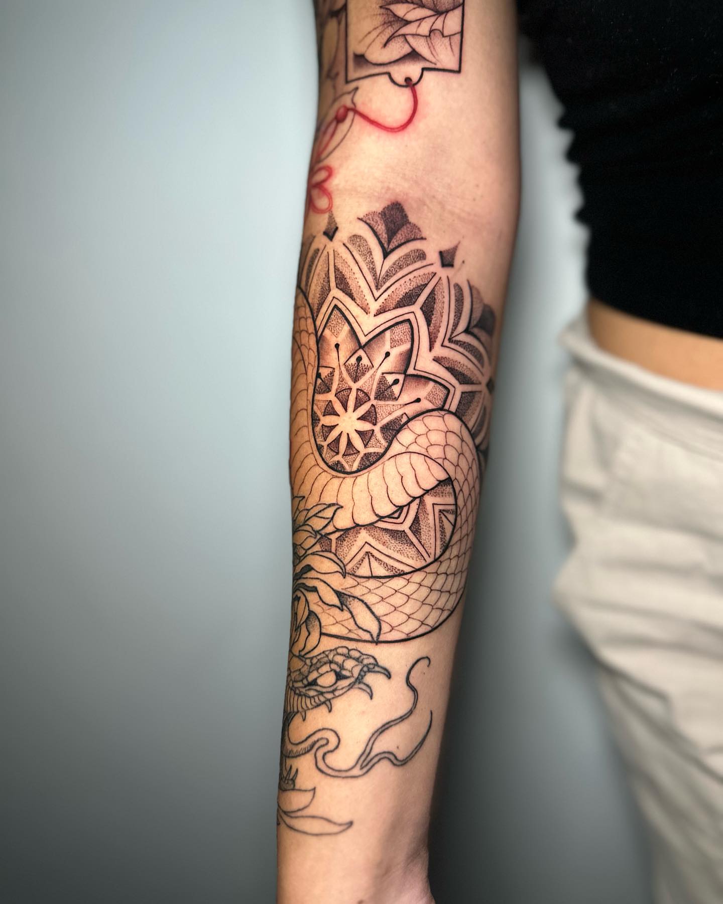Tattoo by @onespeedtattoo — dotwork, geometric
