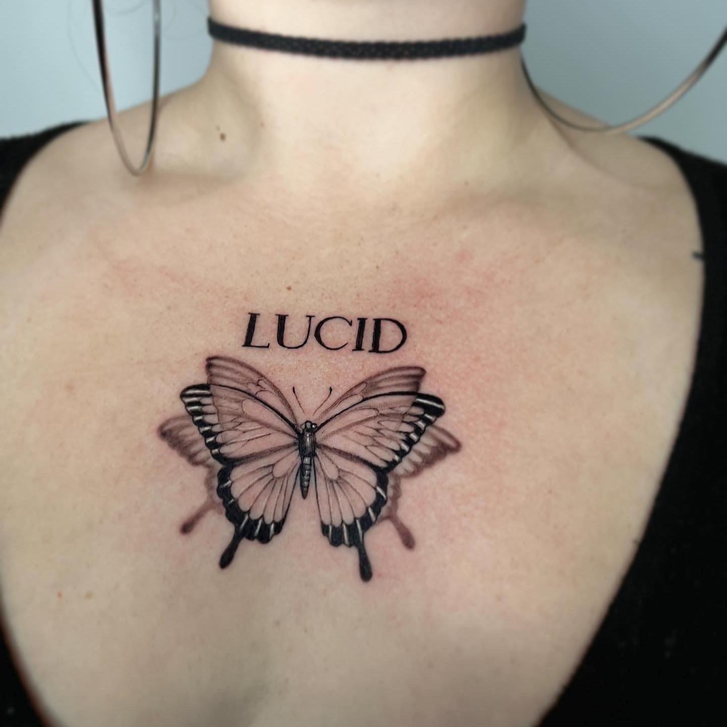 Butterfly realism tattoo on the chest by Luisd_art, Charlotte, North Carolina