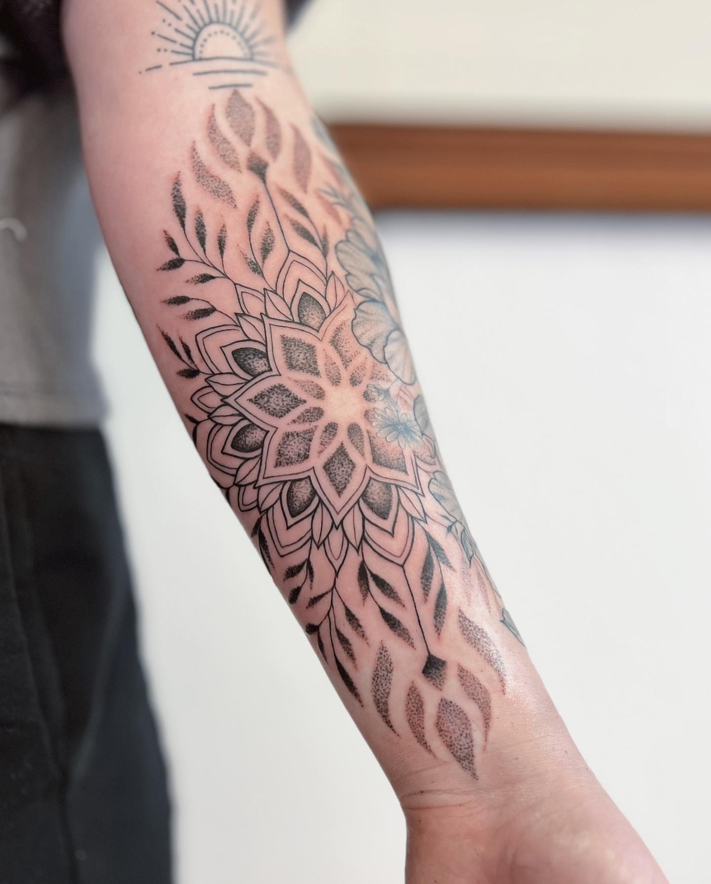 Mandala dotwork tattoo on the forearm by πππ¦