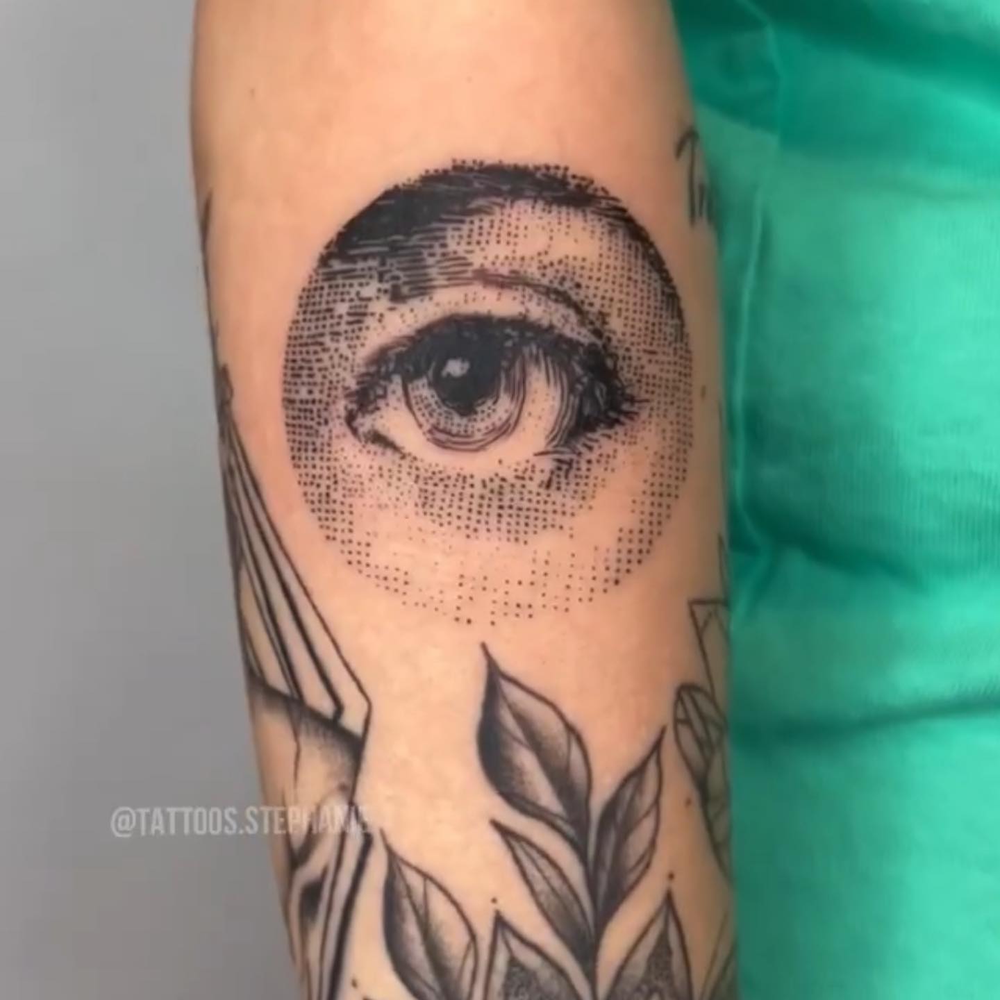 Eye dotwork tattoo on the forearm by ⊹ ࣪ ₊✩‧₊˚ 𝖘 𝖙 𝖊 𝖕 𝖍 𝖆 𝖓 𝖎 𝖊 ˚₊‧✩₊ ࣪ ⊹