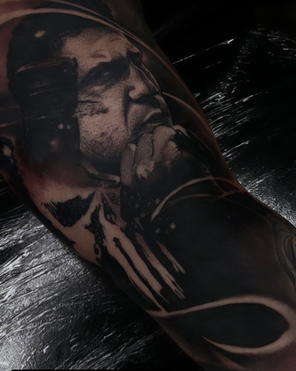 Tattoo by @tatdaddyangel — realism, dotwork