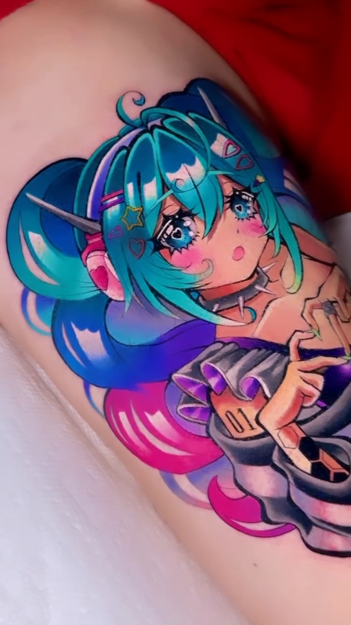 Tattoo by @tamagothchick β anime