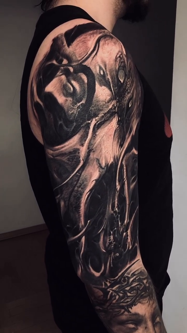 Tattoo by @valentin_tmst β dark_realism, black_and_grey
