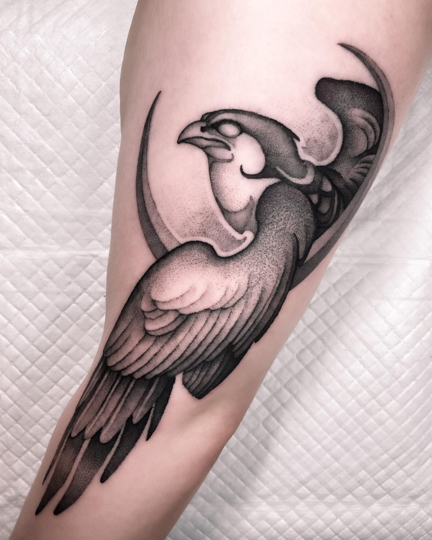 Tattoo by @kairo.tattooer — dotwork, black_and_grey