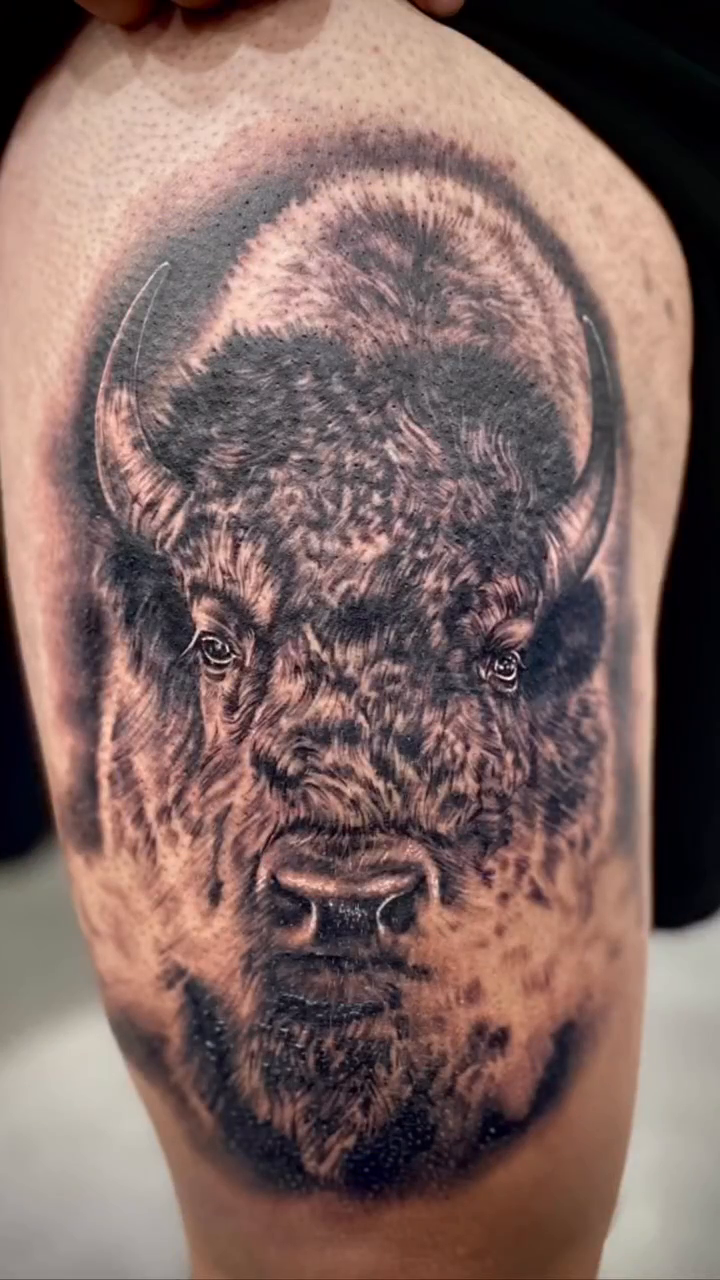 Buffalo realism tattoo by Las Vegas tattoo Artist