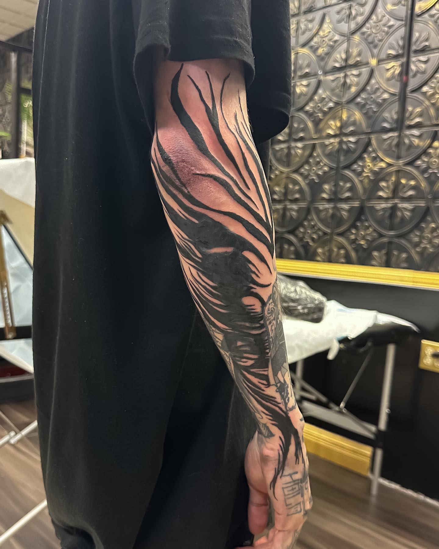 Tattoo by @blackworkbenz — black_and_grey