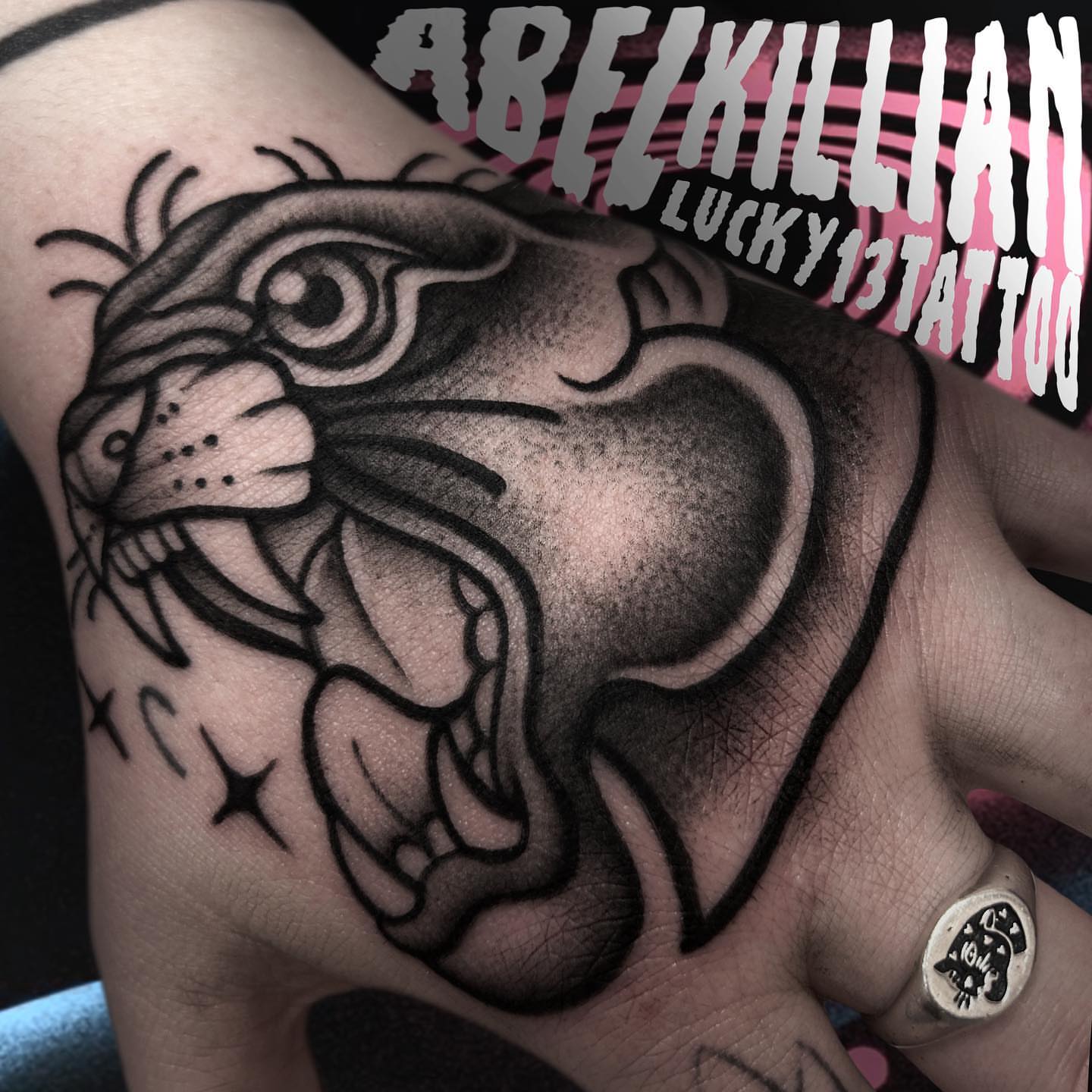 Lion black and grey tattoo on the forearm by Abel, Richmond, Virginia