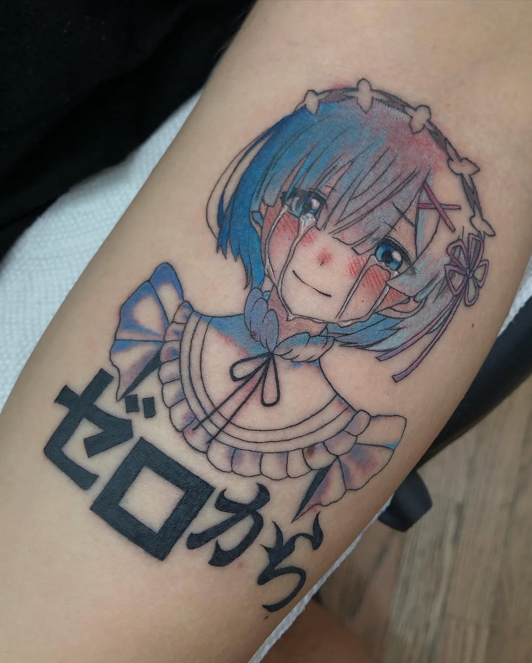 Rem from Re:Zero tattoo on the forearm by Jixonai C