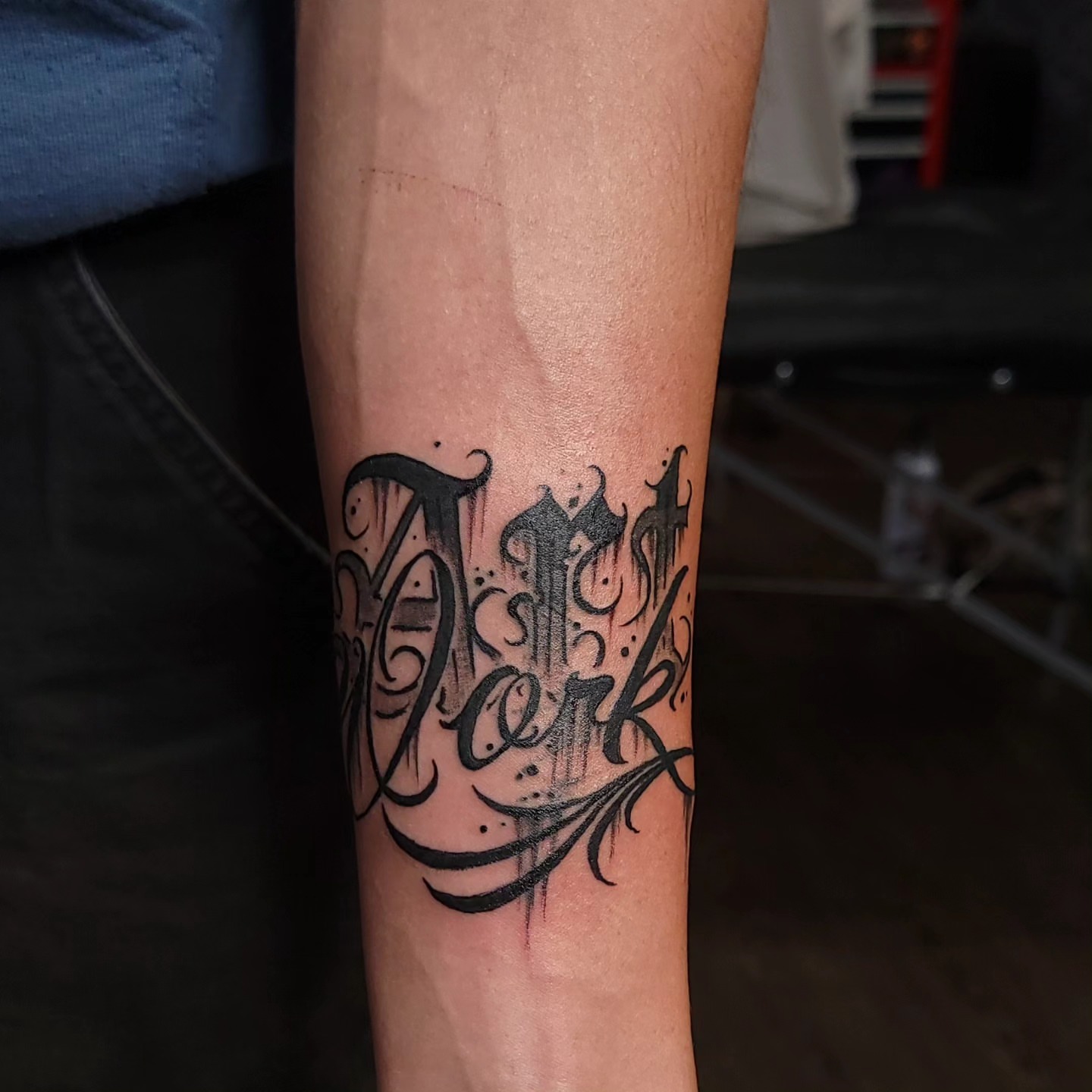 Tattoo by @bigscriptenergy — lettering_script