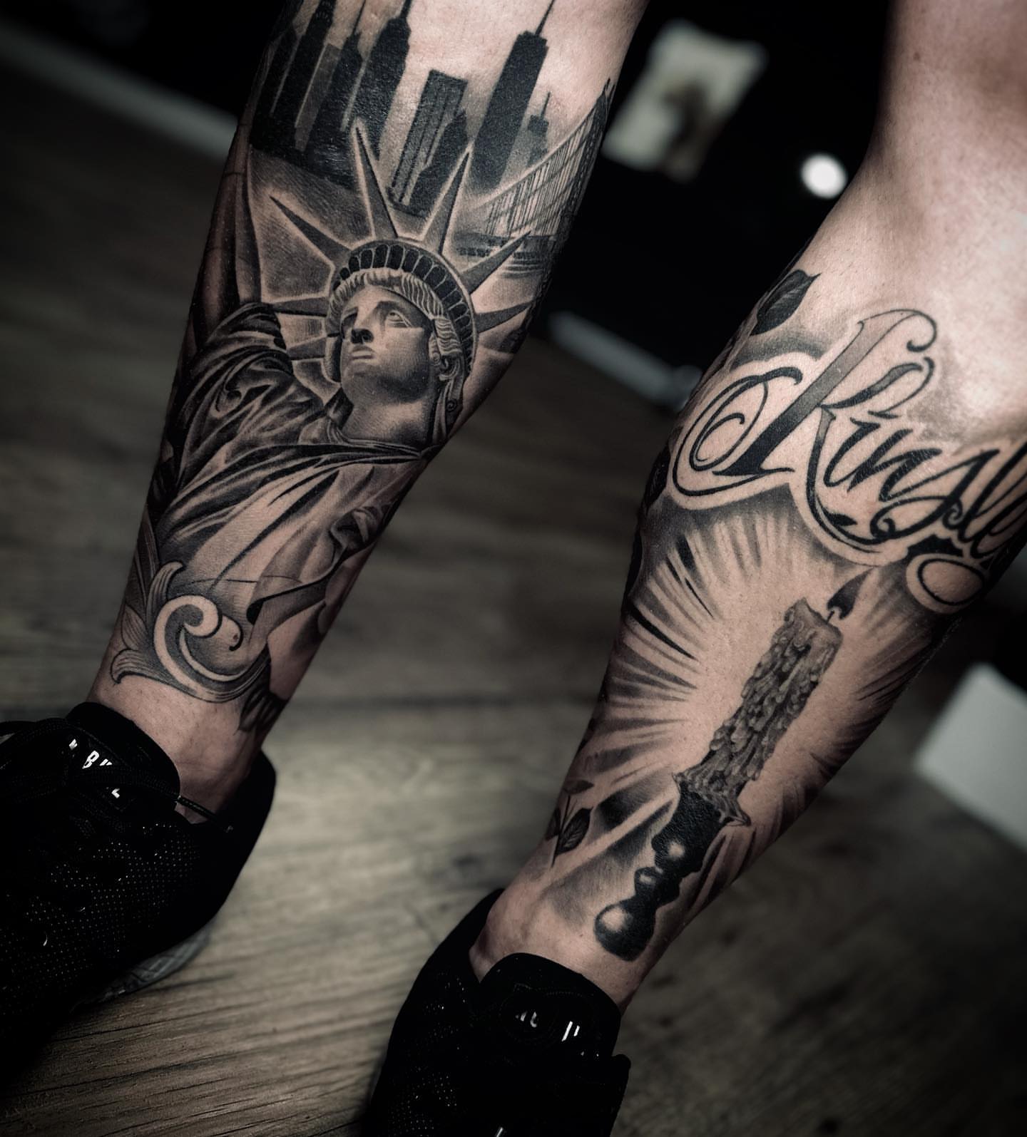 Statue of liberty realism tattoo on the forearm by DH Tattooing