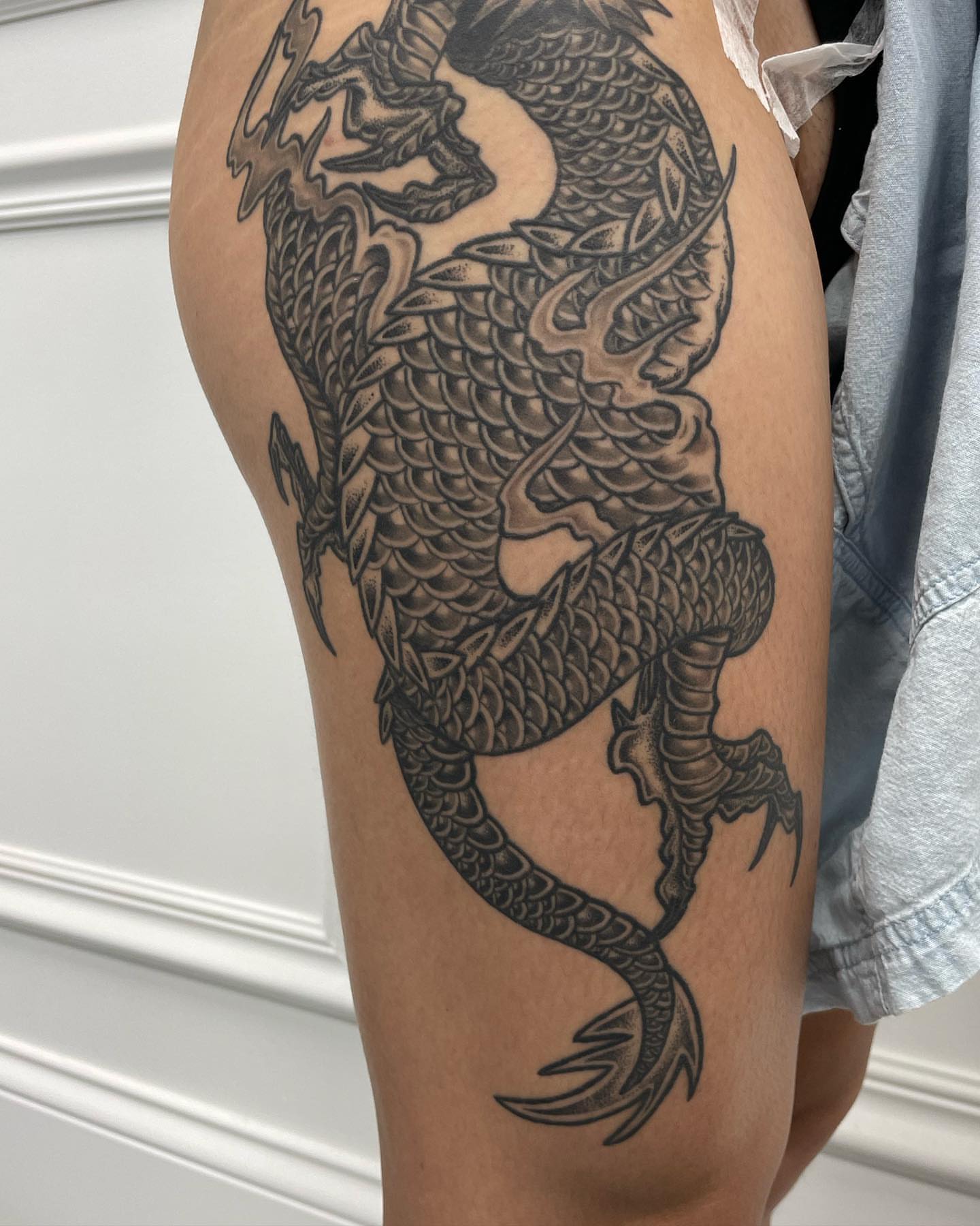 Tattoo by @mekong_lotus — black_and_grey