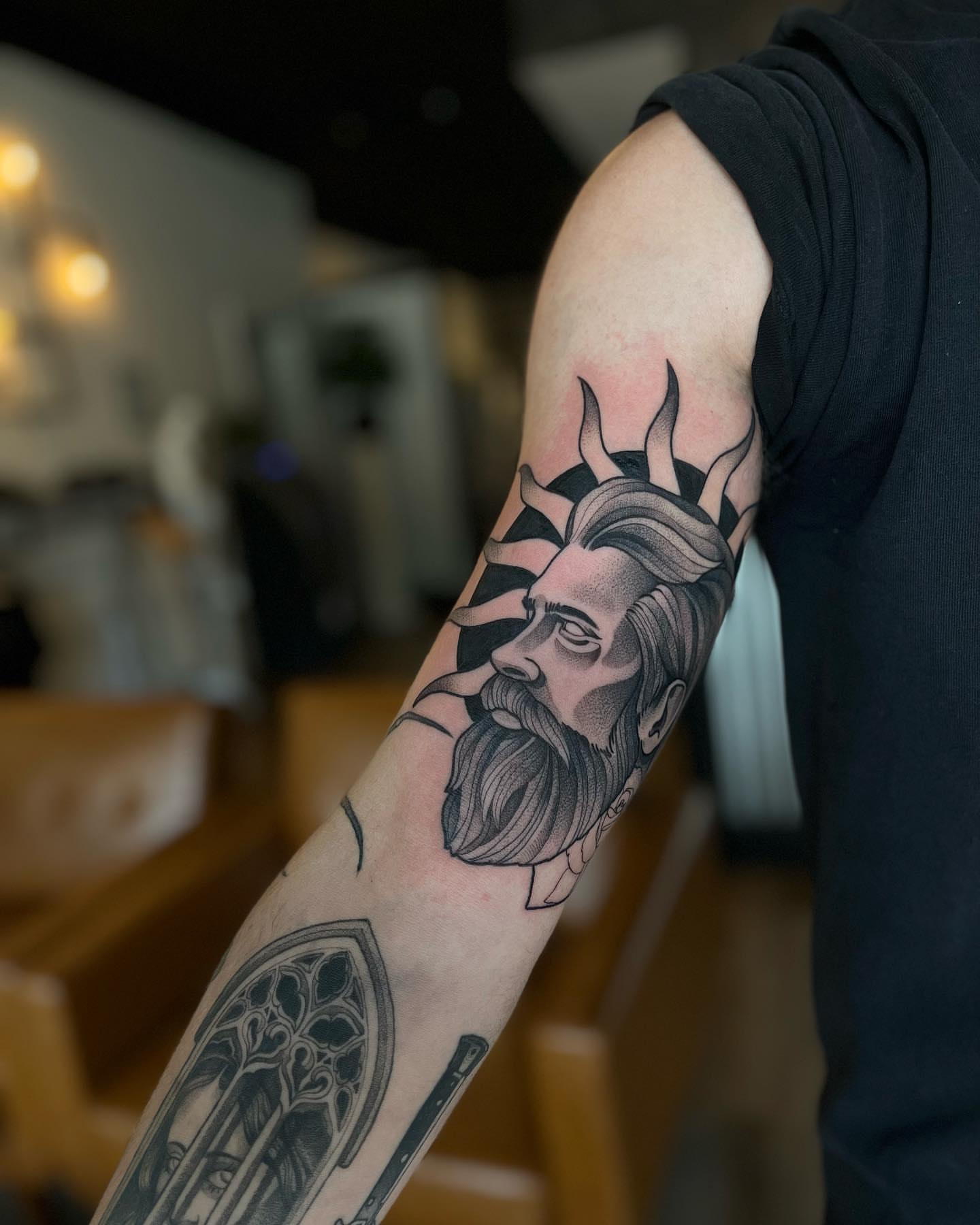 Bearded man realism tattoo on the forearm by ✣ Liz Karn ✣