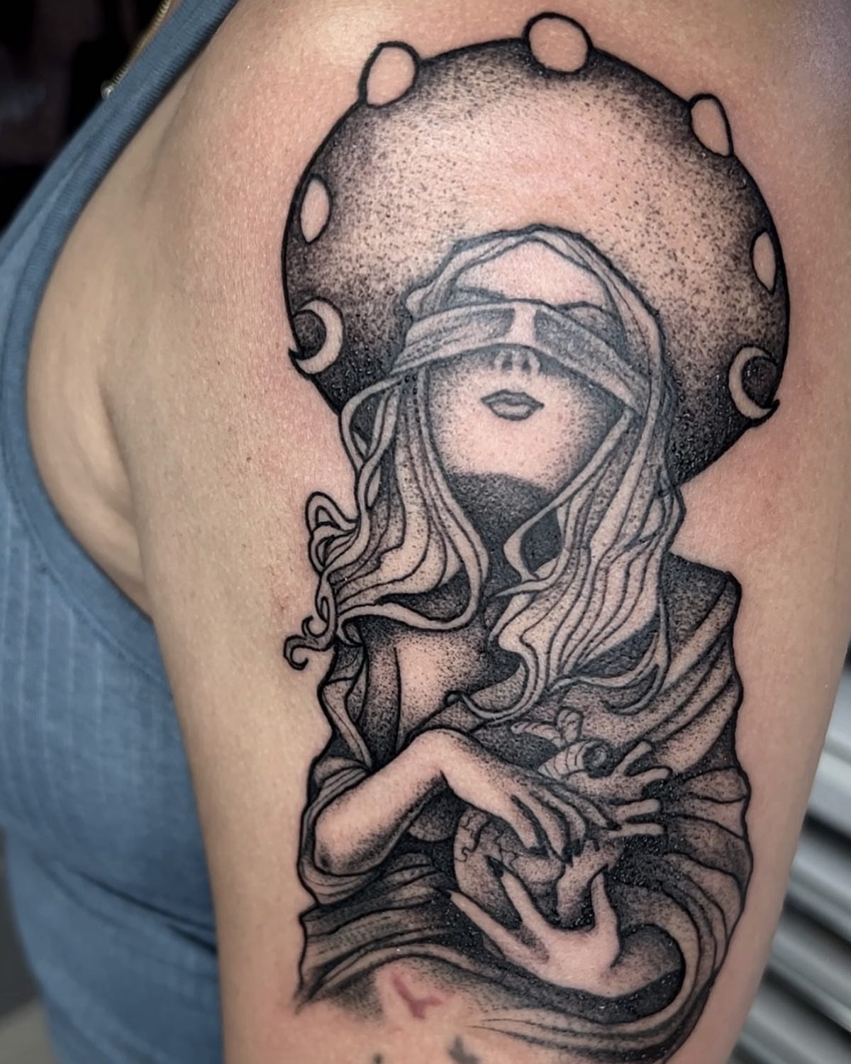 Tattoo by @sv3ink — dotwork, black_and_grey