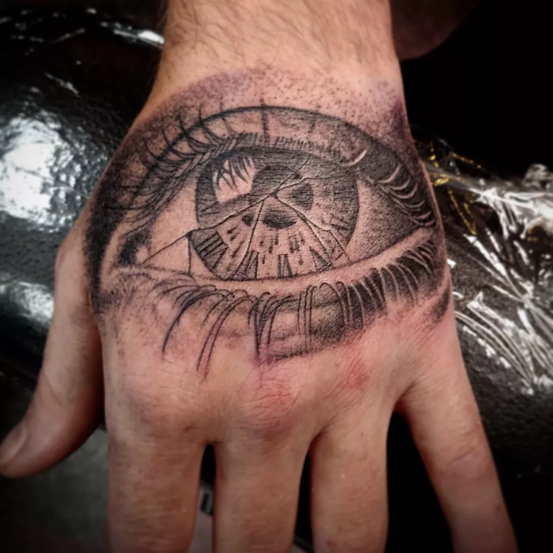 Eye realism tattoo on the hand by CASEY JENSEN ✨ Fort Collins CO