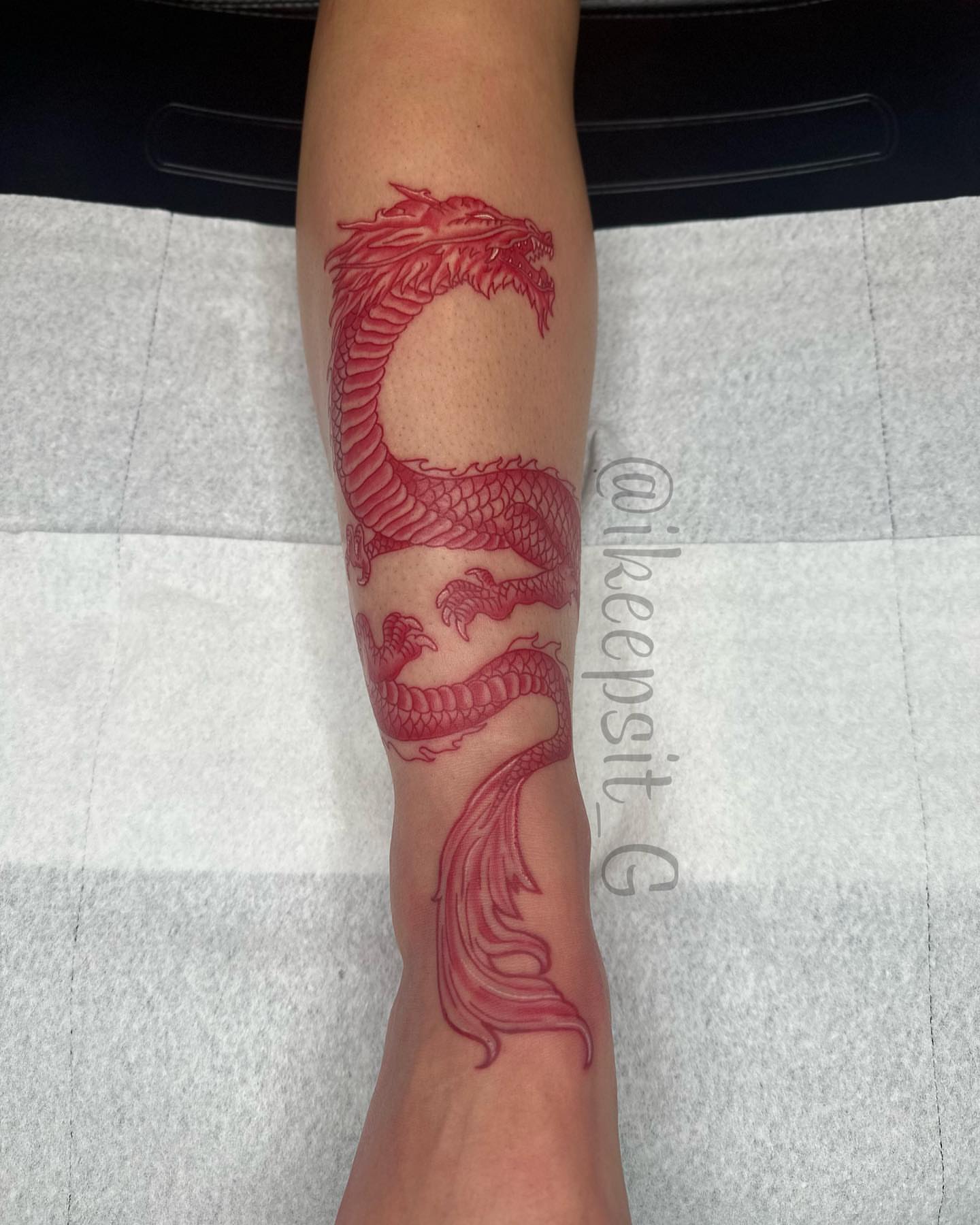 Dragon dotwork tattoo on the forearm by Prolific🏁so Gifted