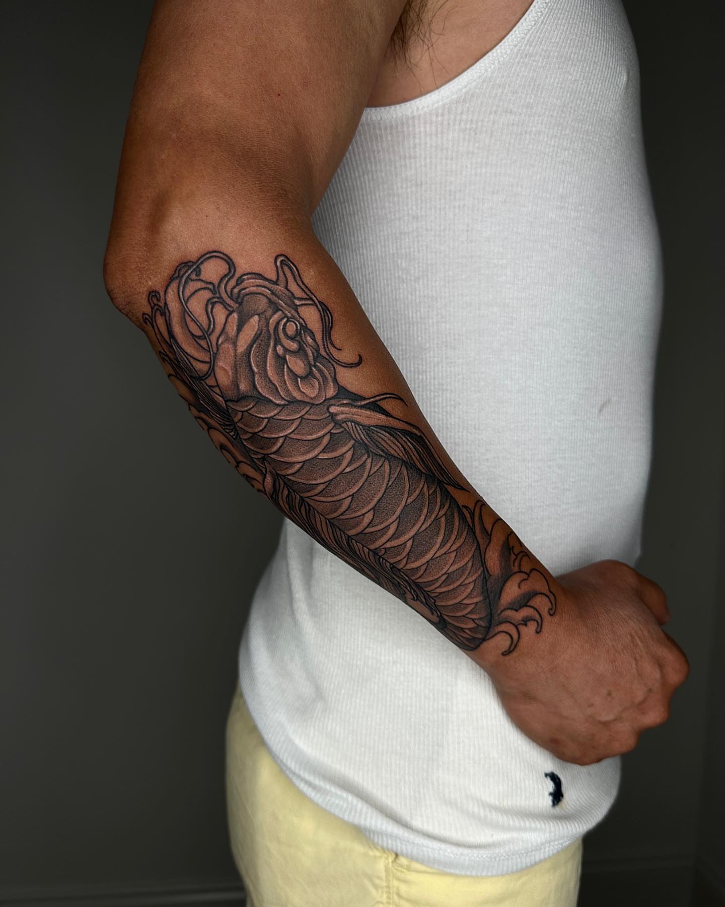 Koi fish japanese irezumi tattoo on the forearm by A L e X