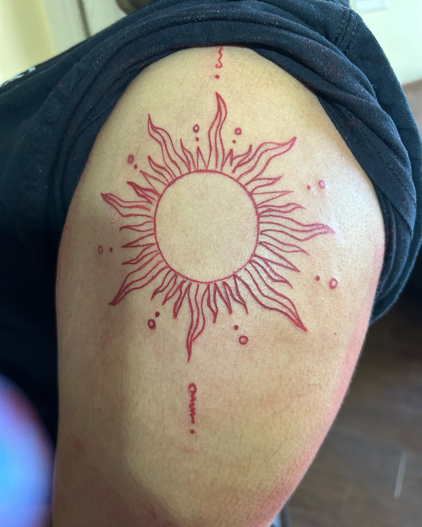 Sun geometric tattoo on the shoulder by ๐ฆ