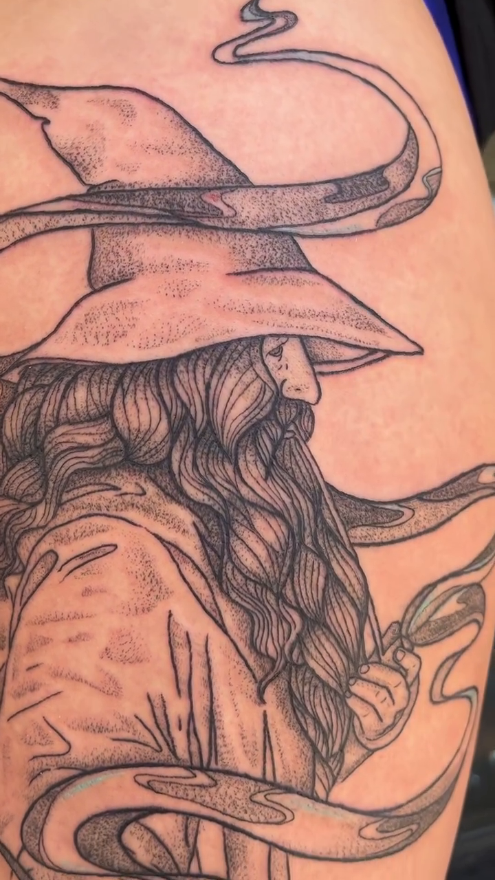 Tattoo by @marissa_tattoos — illustrative, black_and_grey