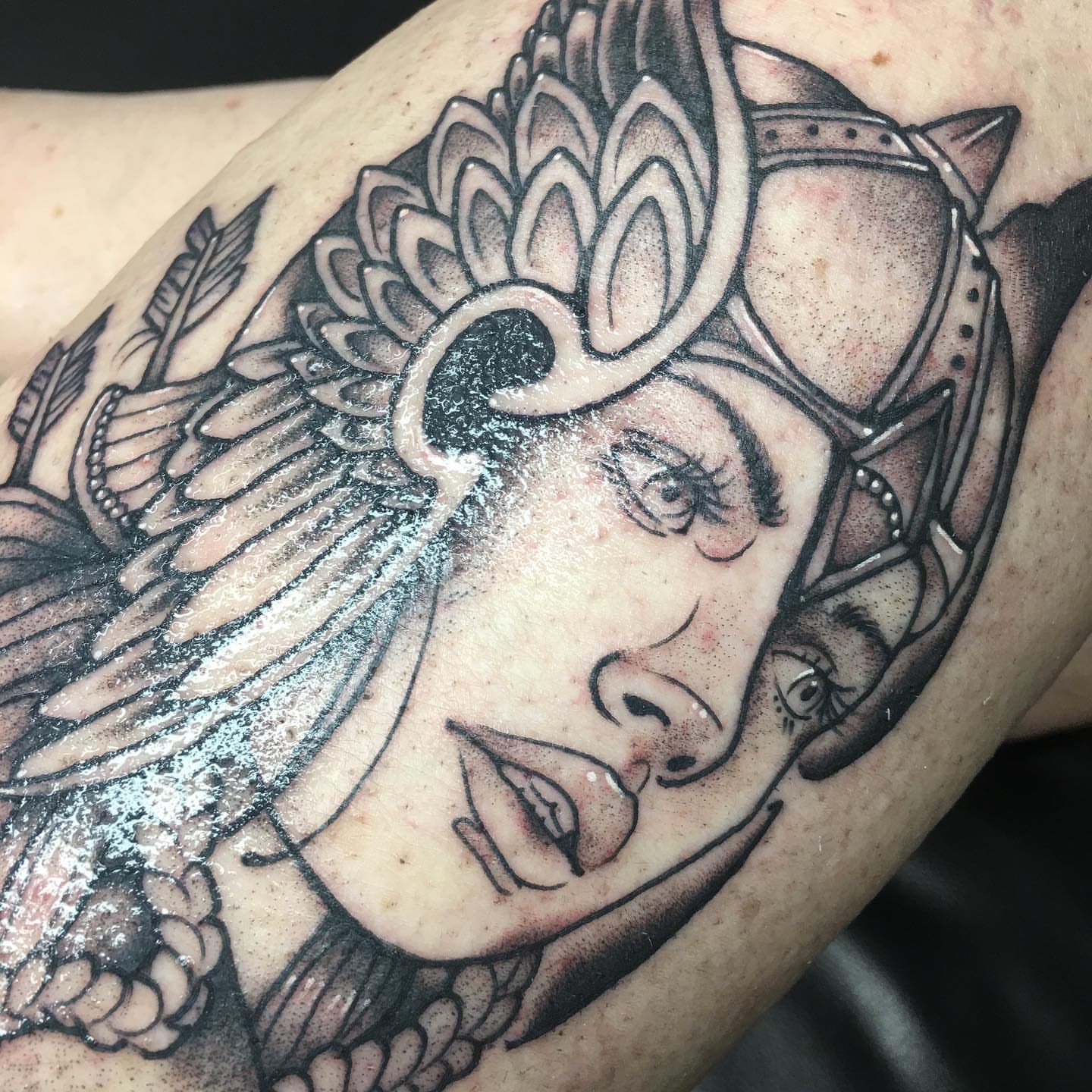 Woman with wings realism tattoo on the forearm by Abbey Martin, Nashville, Tennessee