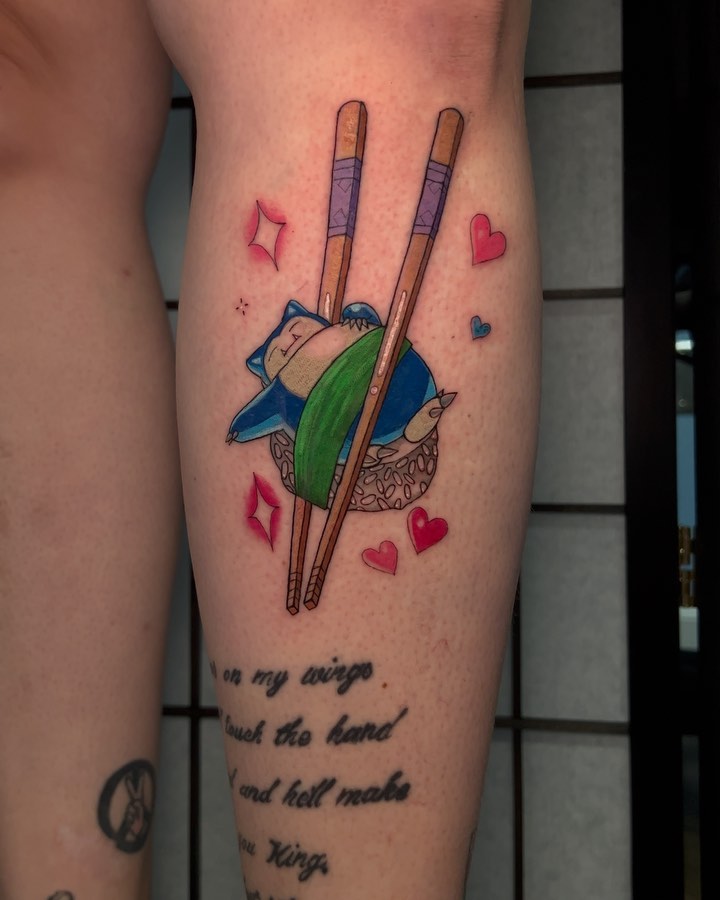 Chopsticks and bird dotwork tattoo on the forearm by jordyn ๐ญ