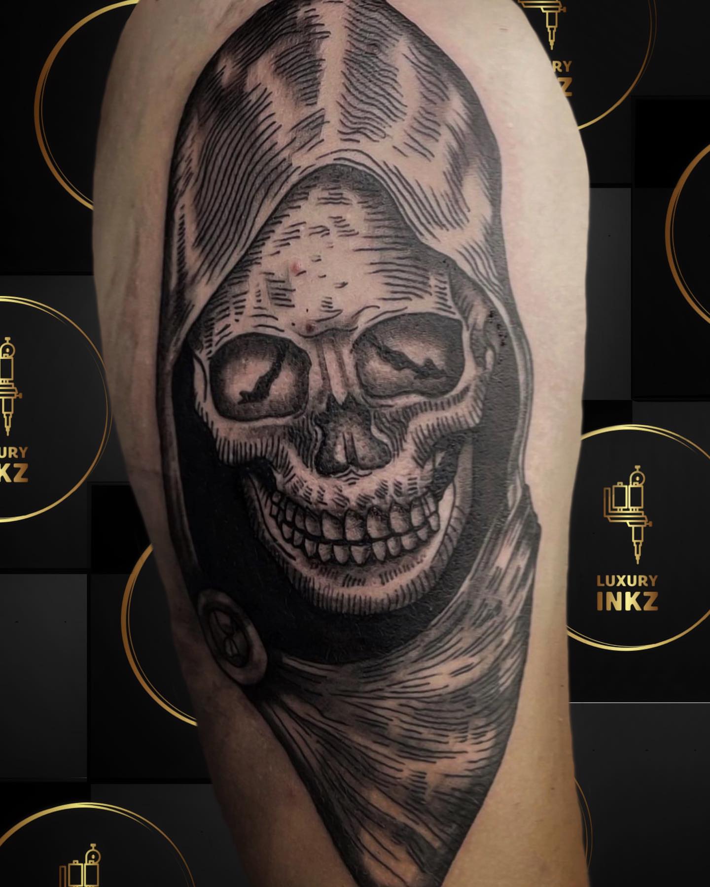 Skull realism tattoo on the forearm by Shake_tatts
