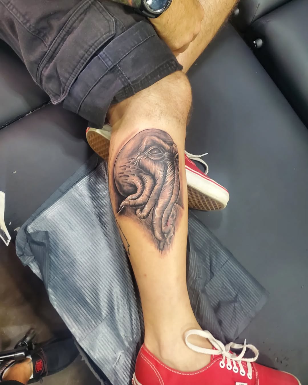Octopus head realism tattoo on the forearm by @stevison15