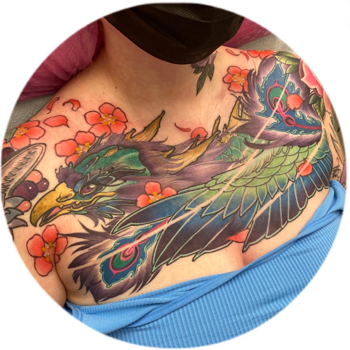 Tattoo by @ethereal.lady.hawk — american_traditional, japanese_irezumi
