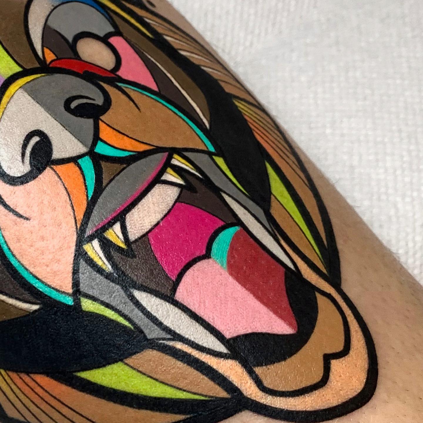 Abstract tiger geometric tattoo on the forearm by hurjaesae