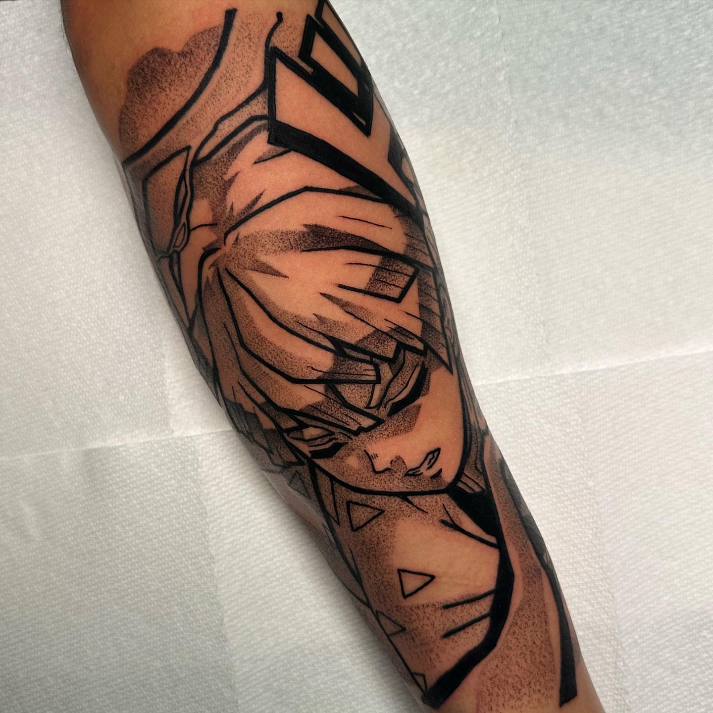 Tattoo by @zack.simpson__ — dotwork, anime