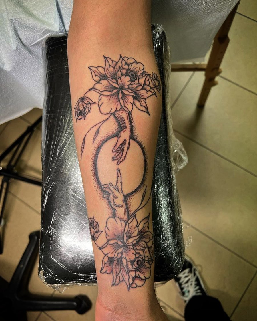 Tattoo by @oledanink — dotwork, black_and_grey