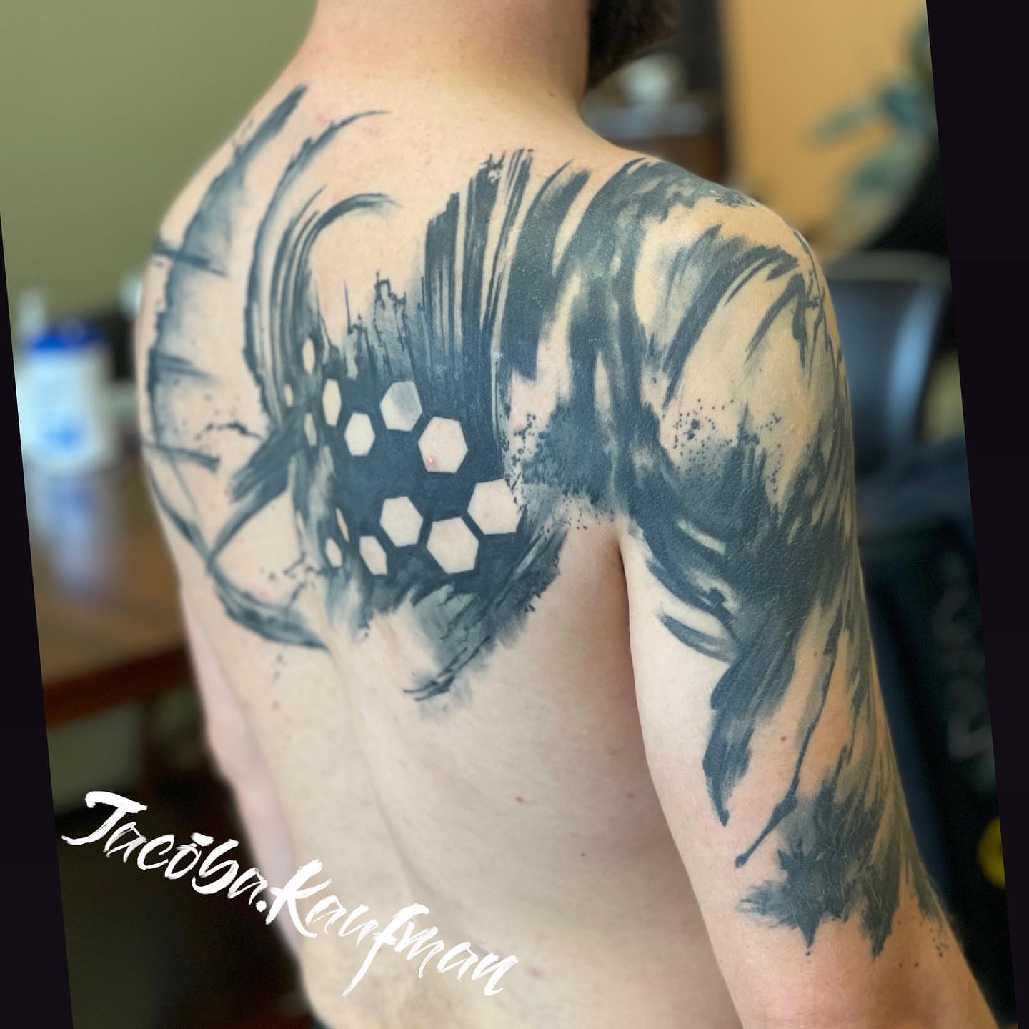 Tattoo by @jacoba.kaufman — geometric, black_and_grey