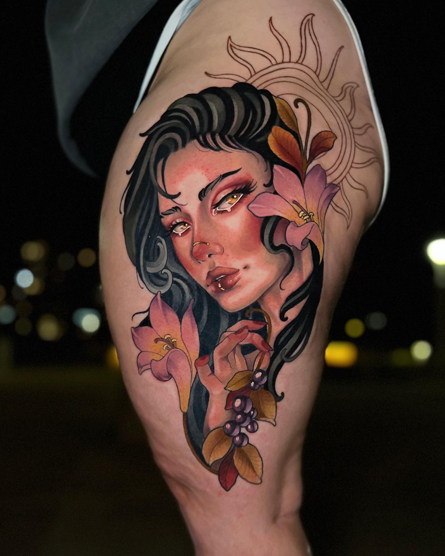 Tattoo by @kikifiligree — american_traditional, realism