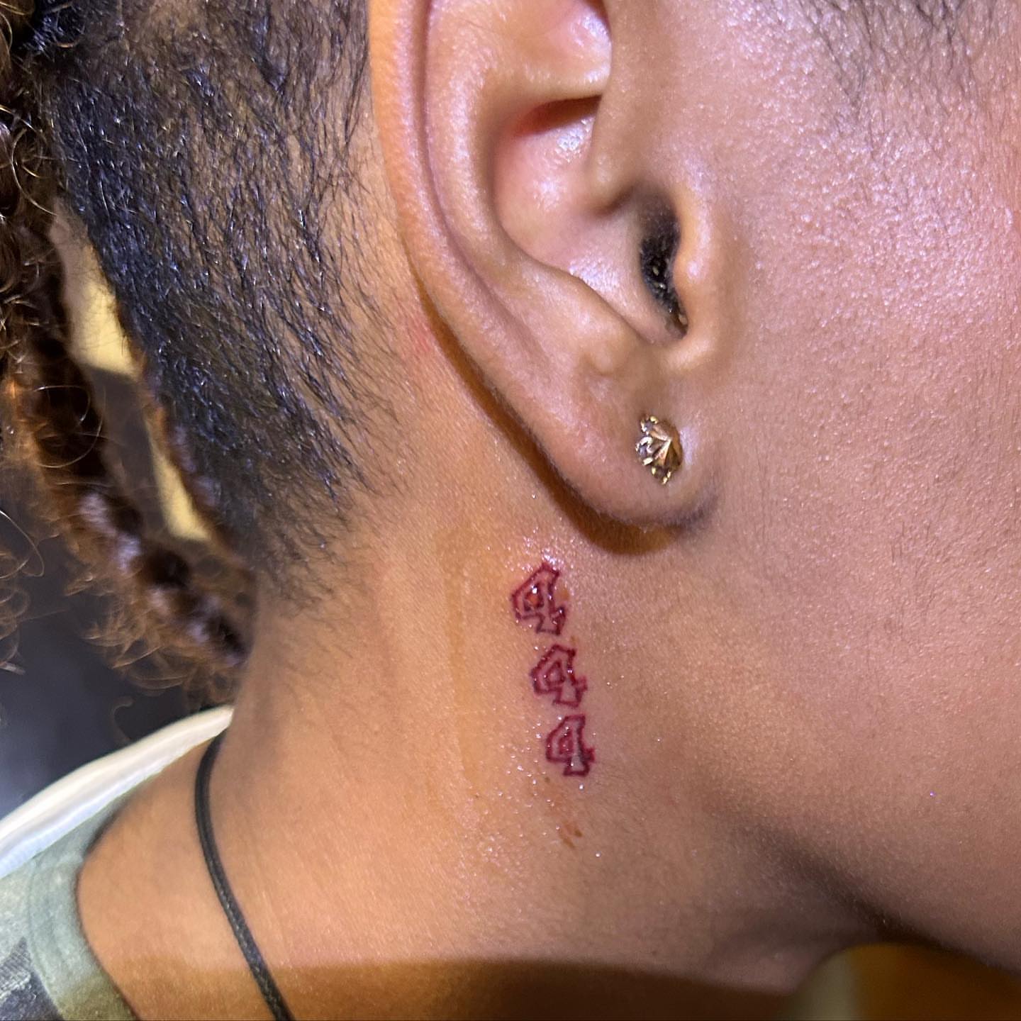 Number tattoo lettering script tattoo on the neck by ๐ฆ