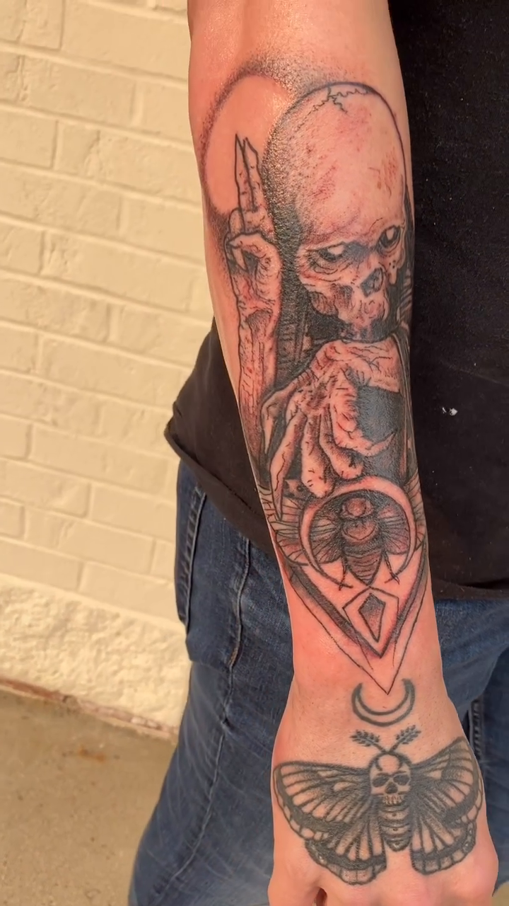 Tattoo by @james_sparkman_tattoos — dark_realism, black_and_grey
