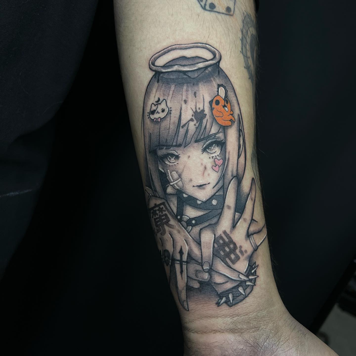 Anime girl anime tattoo on the forearm by Desirae✨